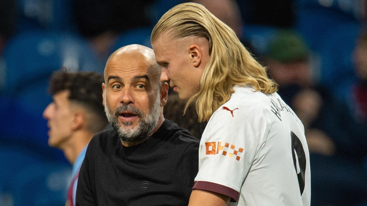 Pep Guardiola e il suo bomber Haaland