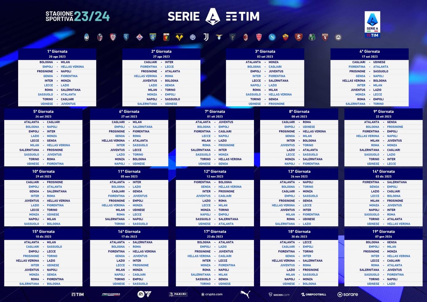 Sorteggio Calendario Serie A: Tutti I Turni Del Campionato 2023-2024 ...