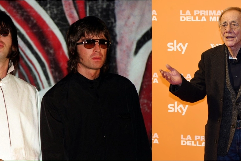 Da sinistra, i fratelli Gallagher degli Oasis e Roberto Vecchioni