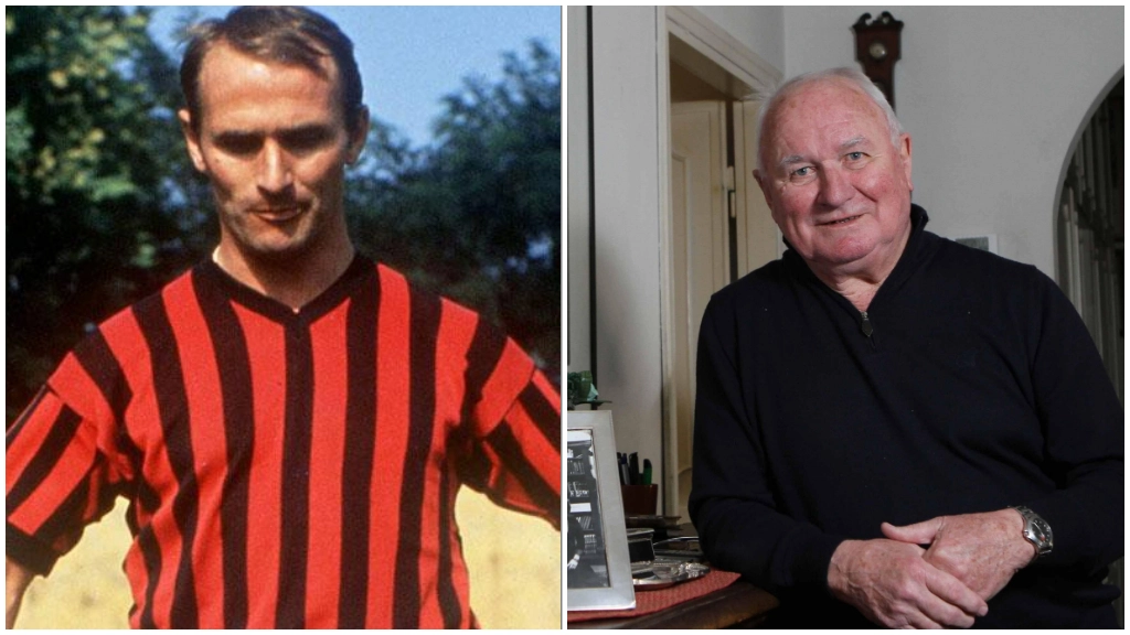 Kurt Hamrin con la maglia del Milan; a destra, in una foto più recente (Germogli)