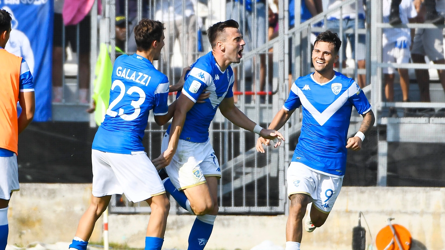 L'esultanza di Gabriele Moncini dopo il gol contro l'Ascoli
