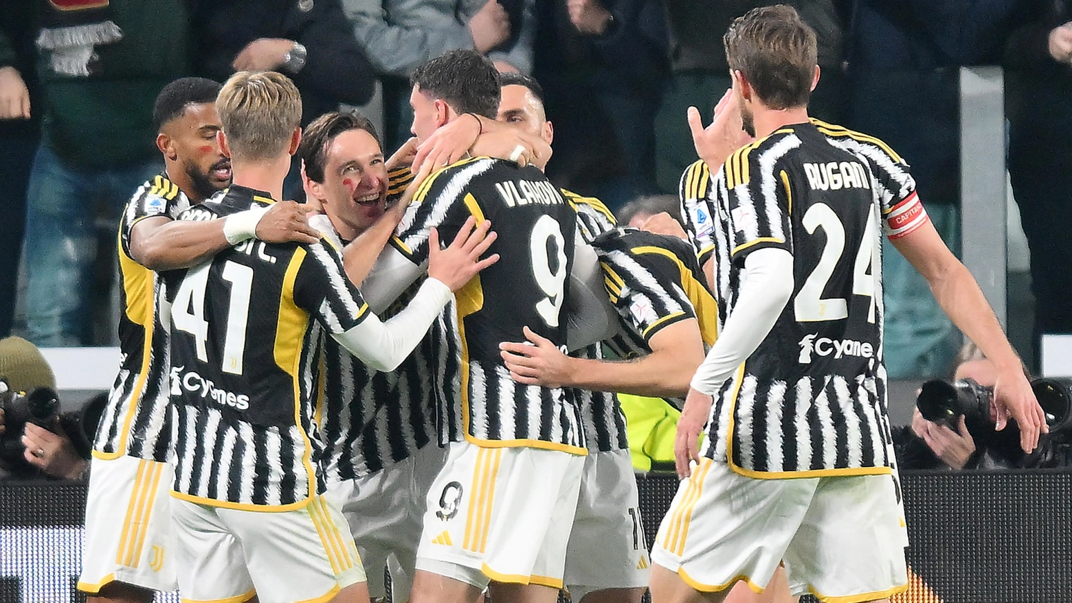 L'esultanza dei giocatori della Juventus 