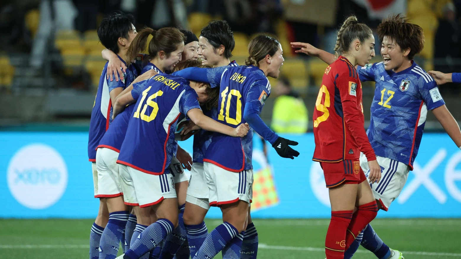 La vittoria del Giappone contro la Spagna a Wellington (Ansa)