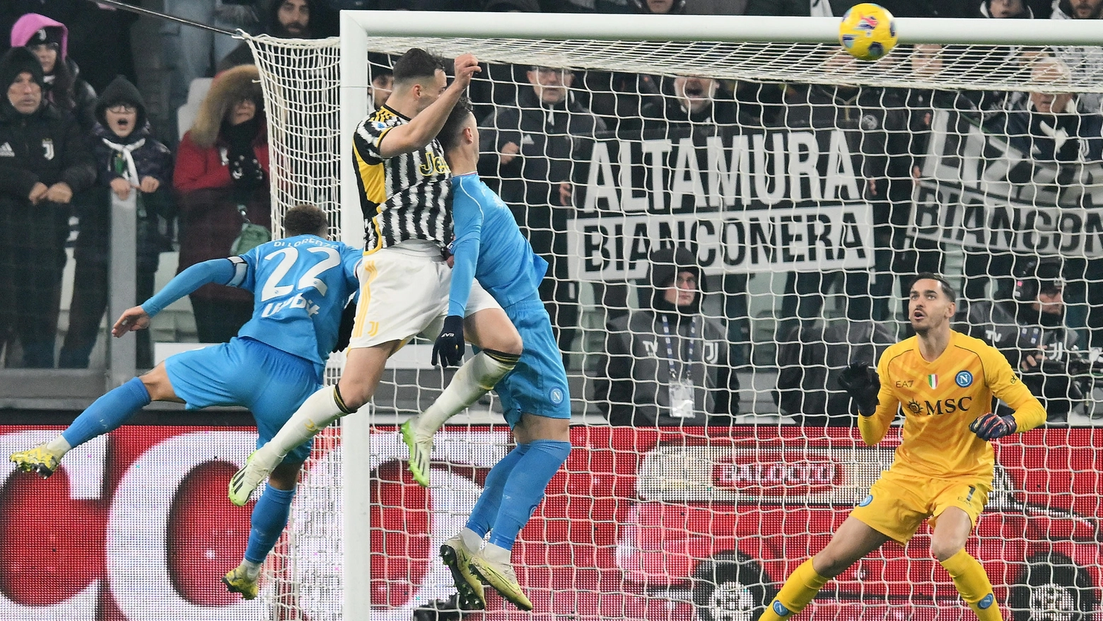 Juventus-Napoli, il gol di Gatti (Ansa)