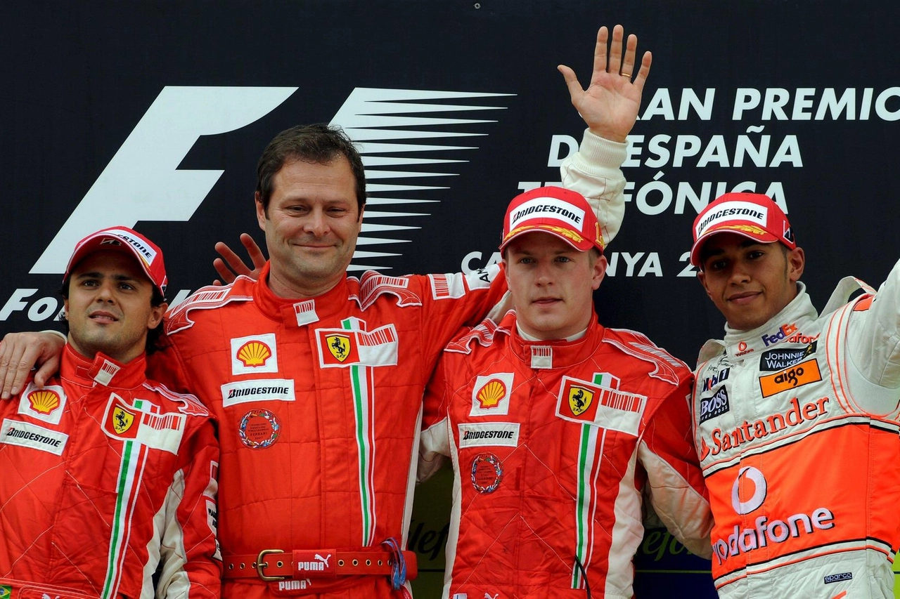 Aldo Costa con Massa, Raikkonen e Hamilton