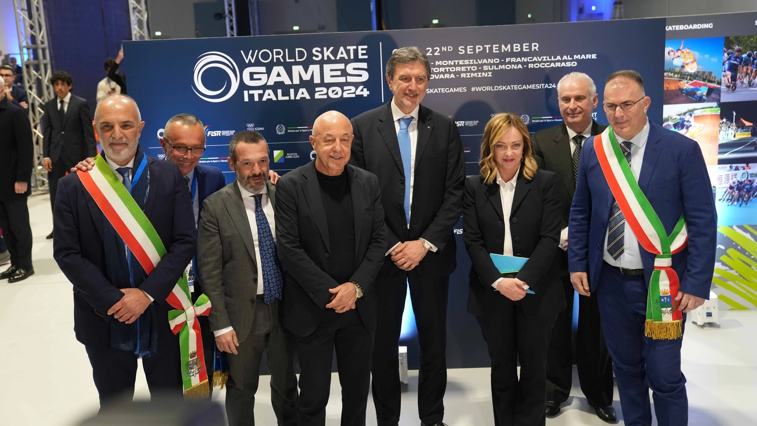 La presentazione degli World Skate Games con la premier Giorgia Meloni