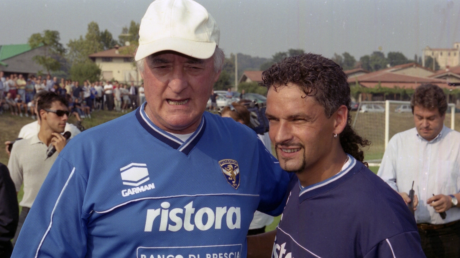 Roberto Baggio e Carlo Mazzone nel settembre 2000 (Aldo Liverani)
