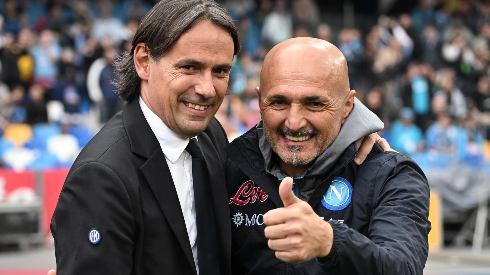 Simone Inzaghi e Luciano Spalletti durante il match tra Napoli e Inter del 21 maggio 2023