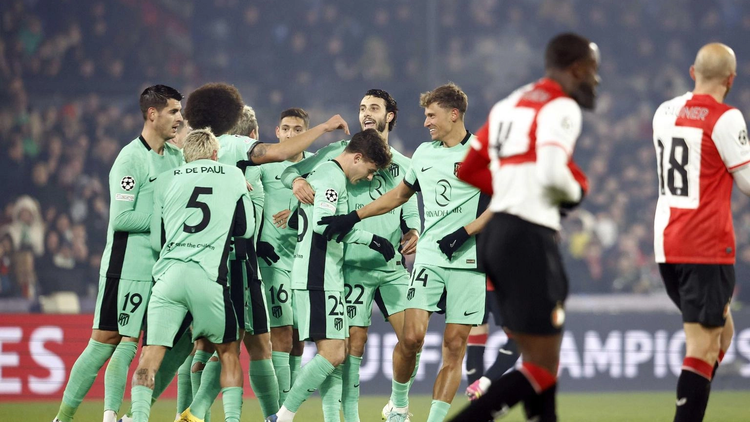 Champions:Feyenoord ko 3-1, Atletico a ottavi con la Lazio