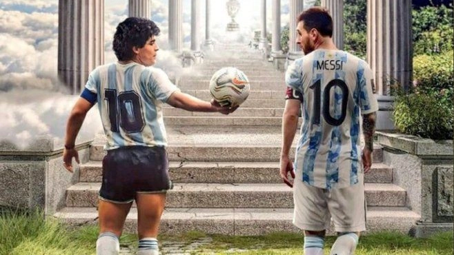 Il murales dopo la vittoria dell'Argentina nel mondiale