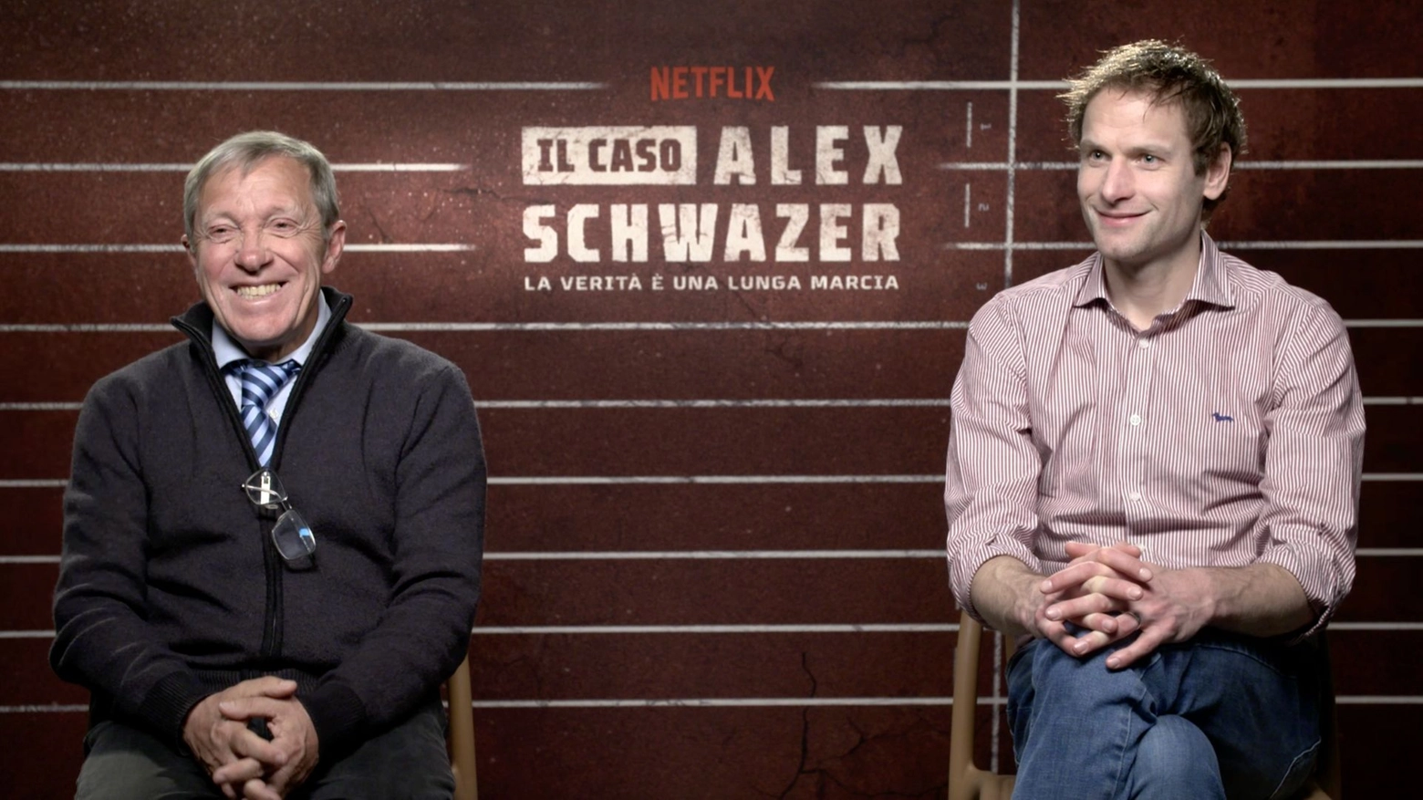 Sandro Donati e Alex Schwazer alla presentazione della docuserie su Netflix