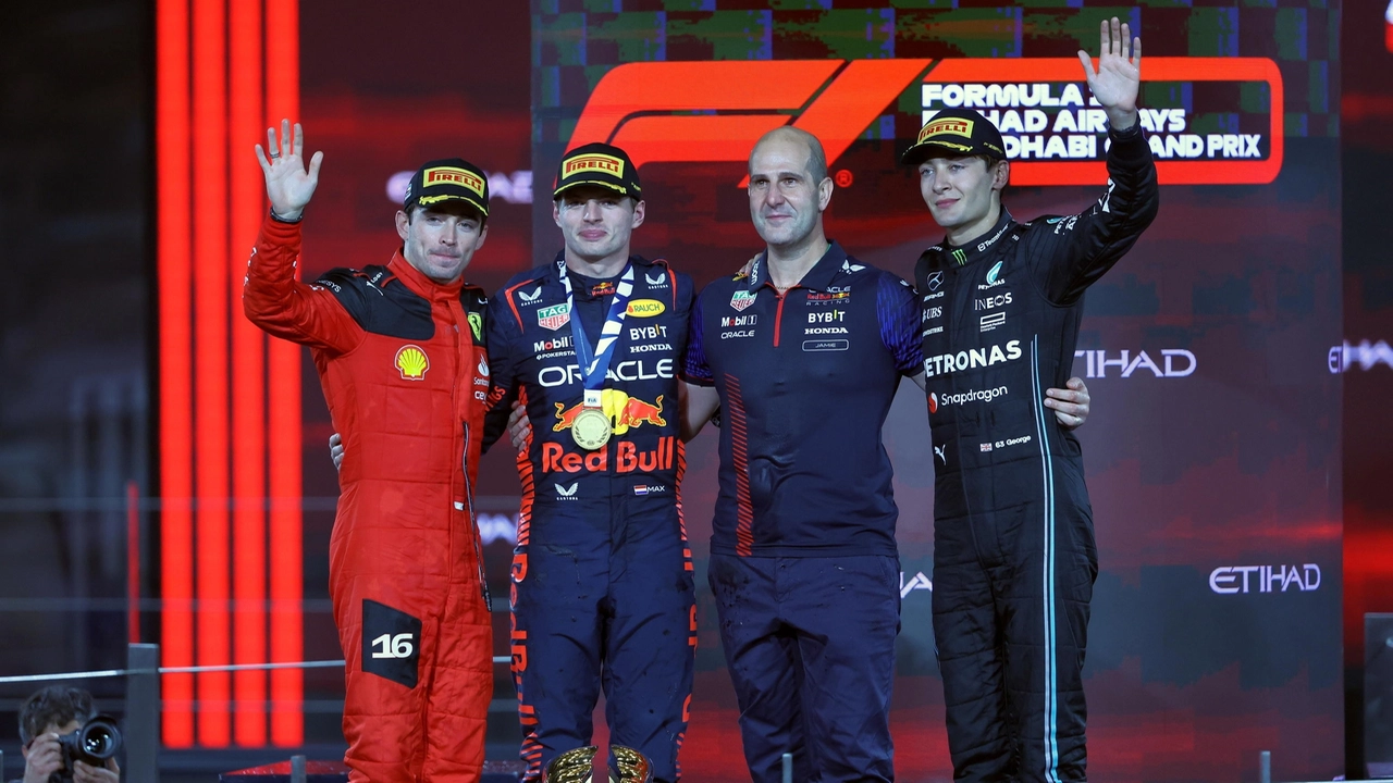 Leclerc, Verstappen, Russell (foto Ansa)