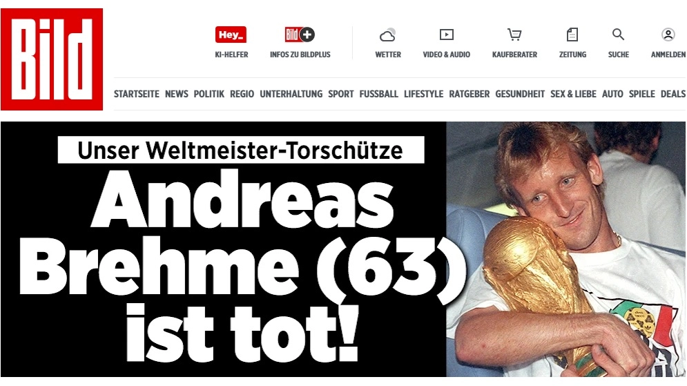 Il Bild titola: "Andreas Brehma è morto"