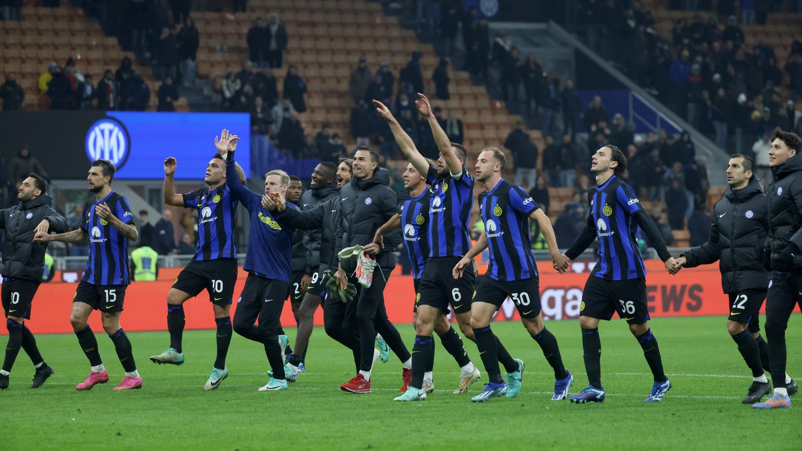 La gioia dell'Inter dopo la vittoria