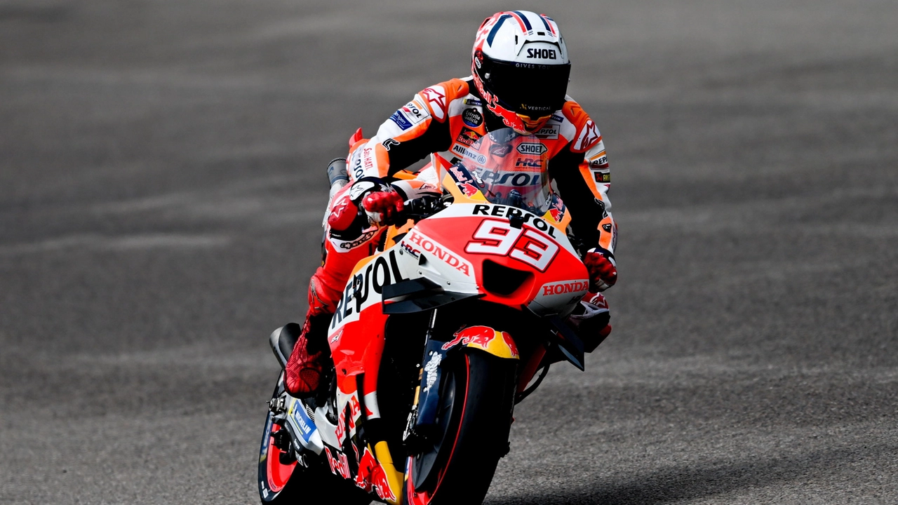 Marc Marquez in sella alla Honda (Ansa)