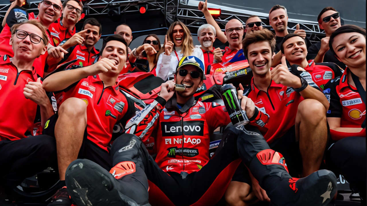 La gioia di Pecco Bagnaia e del team, sui social festeggiata con l’annuncio «cotoletta meritata per tutti»