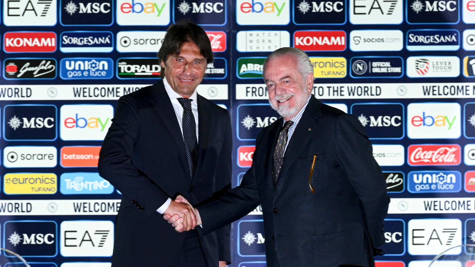 Antonio Conte e Aurelio De Laurentiis (Ansa)