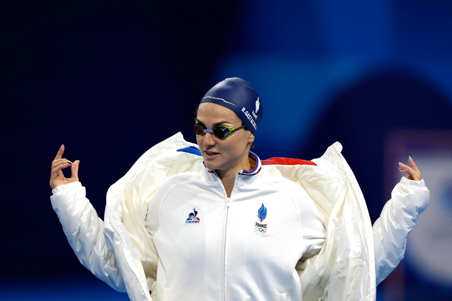 Beryl Gastaldello con il piumino alle Olimpiadi di Parigi 2024