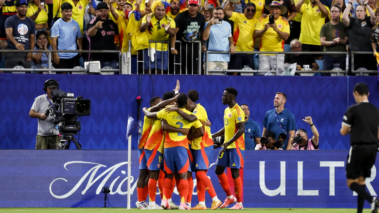 La festa dei giocatori della Colombia