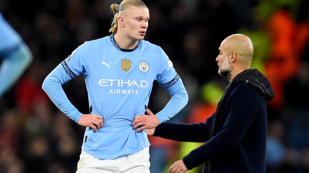 Pep Guardiola e Erling Haaland