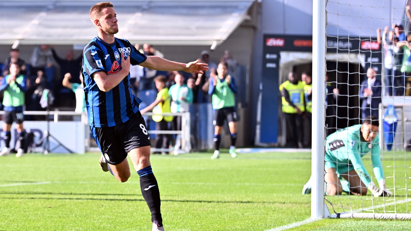 Atalanta, Mario Pasalic festeggia il gol contro l'Udinese (foto Ansa)