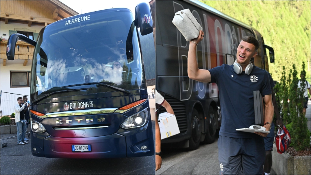Il Bologna Fc arriva in ritiro a Valles: Sam Beukema saluta i tifosi (FotoSchicchi)
