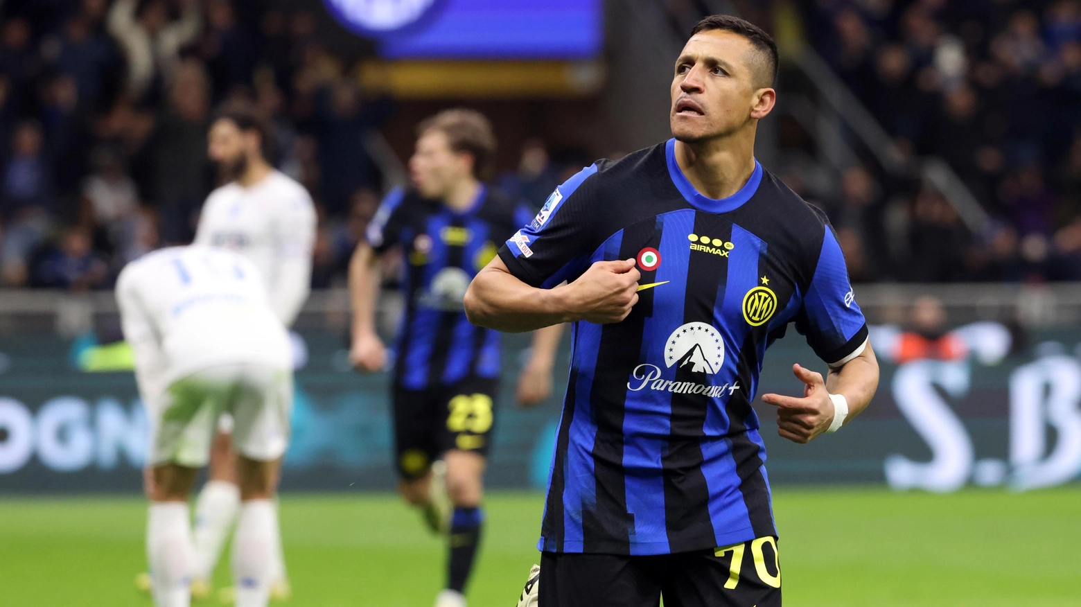 Inter-Empoli, Sanchez esulta dopo il gol (Ansa)