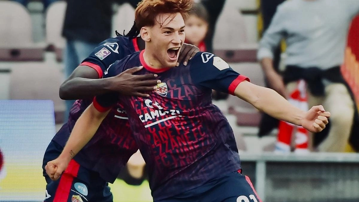 Matteo Ferro (20 anni) in gol al Menti contro il Vicenza (foto Fc Lumezzane)