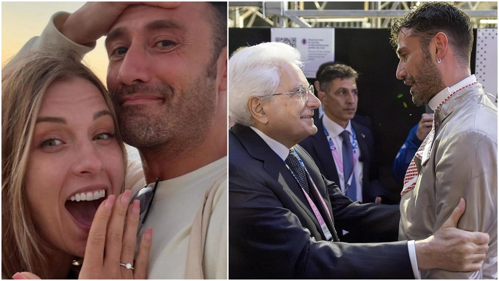 Olga e Samele presto sposi. A destra col presidente della Repubblica Mattarella