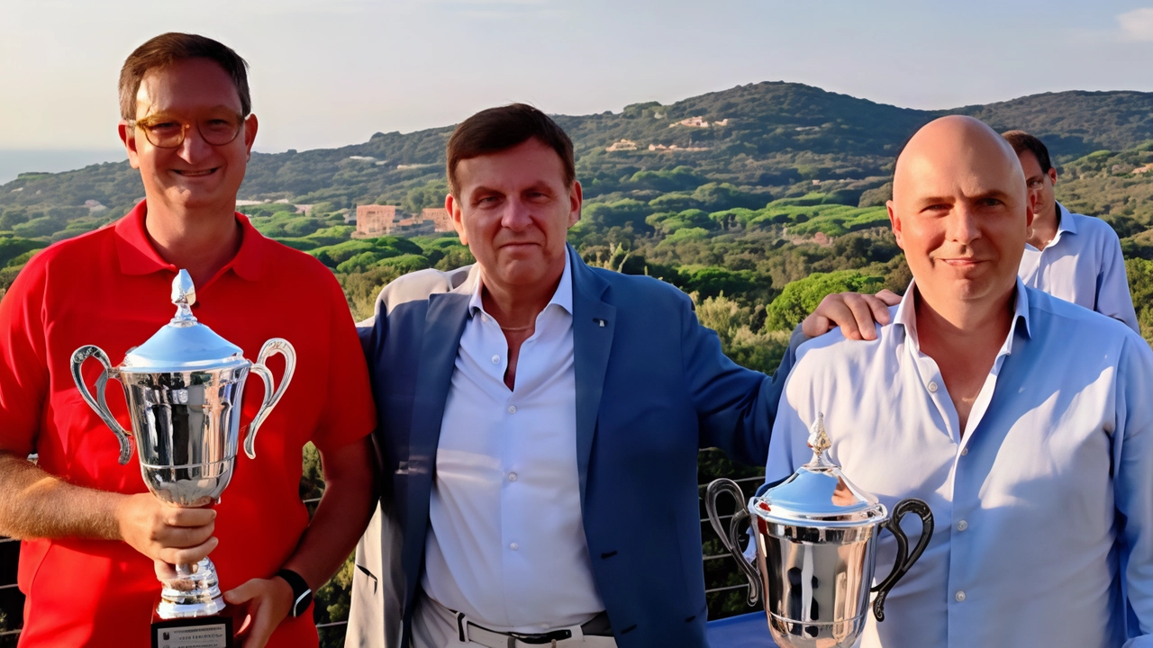 De Cicco e Resseguier premiati dal presidente del Golf Punta Ala, Fernando Damiani