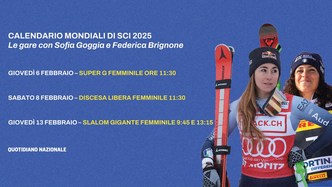 The 2025 Ski World Championships calendar dates and Italians. When