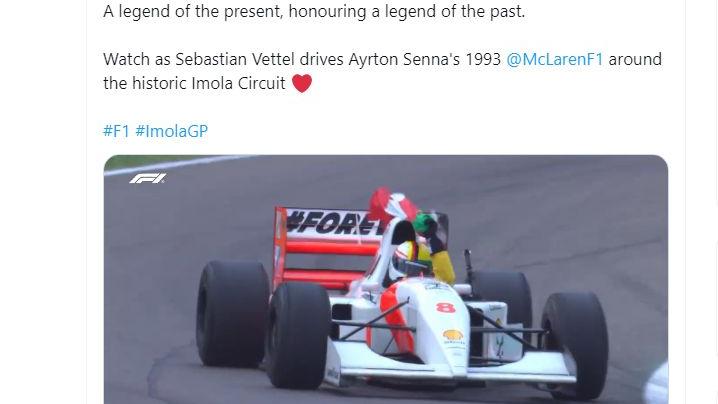 Gp di Imola, Vettel alla guida della McLaren di Senna, il pubblico applaude