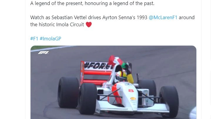 L’omaggio del campione tedesco al fuoriclasse brasiliano che morì 30 anni fa all'Autodromo Enzo e Dino Ferrari
