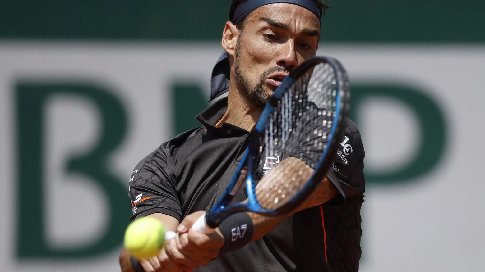 Fabio Fognini in azione, foto d'archivio (Ansa)