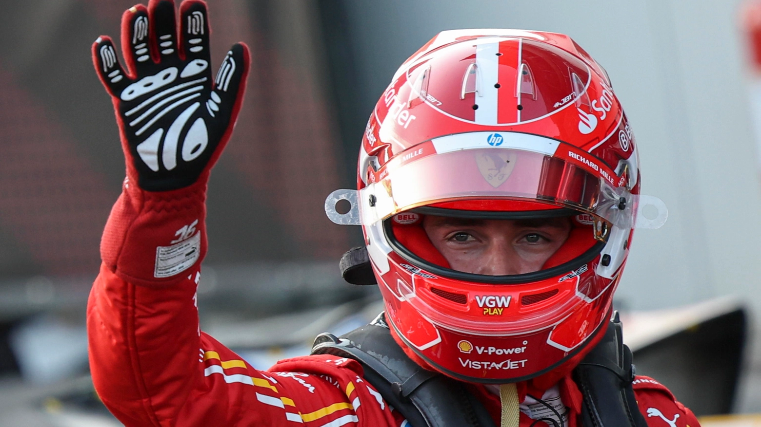 Charles Leclerc con la Ferrari ha chiuso al secondo posto il Gp di Baku 2024 (Ansa)