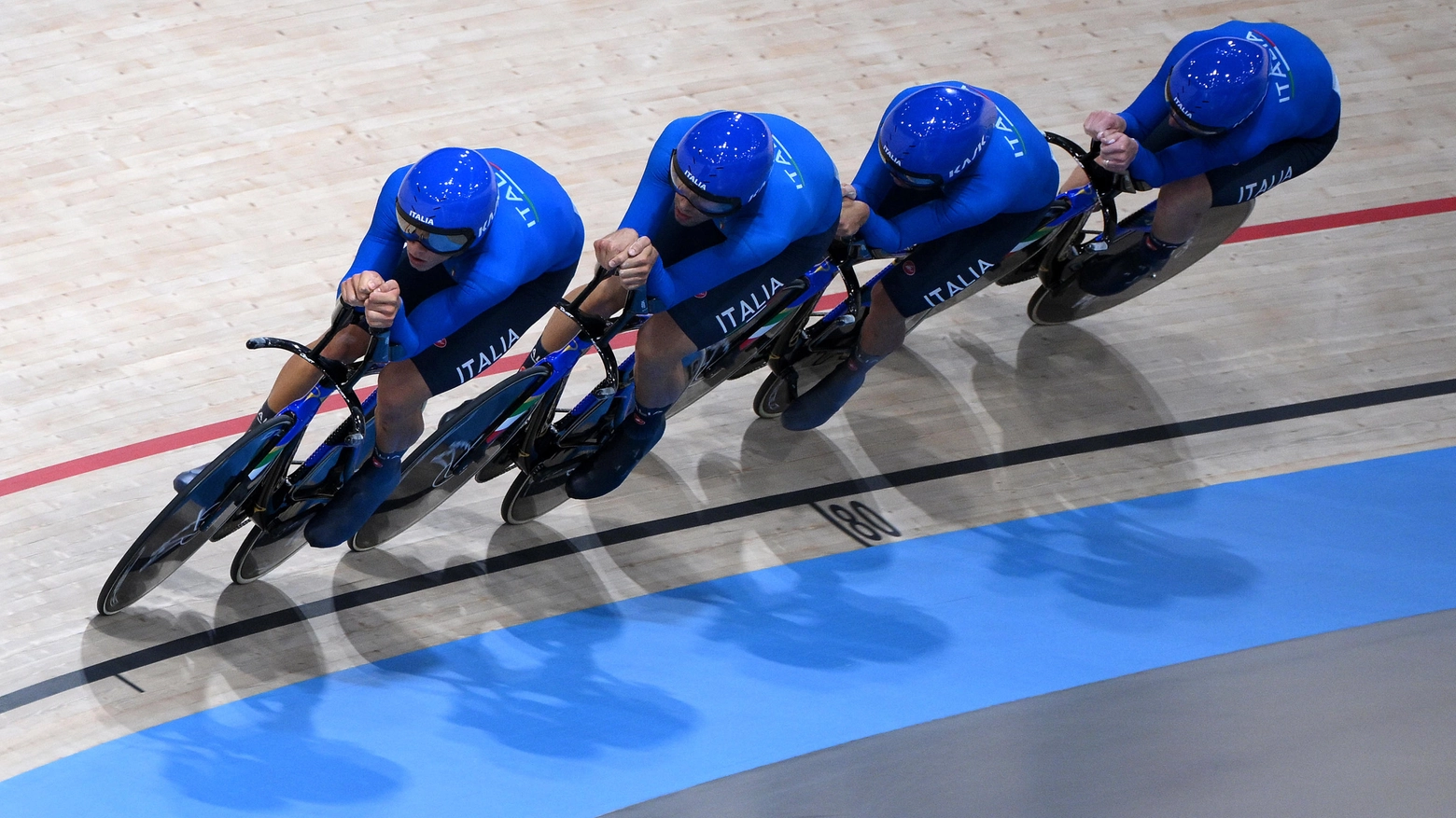 Il quartetto azzurro dell'inseguimento su pista