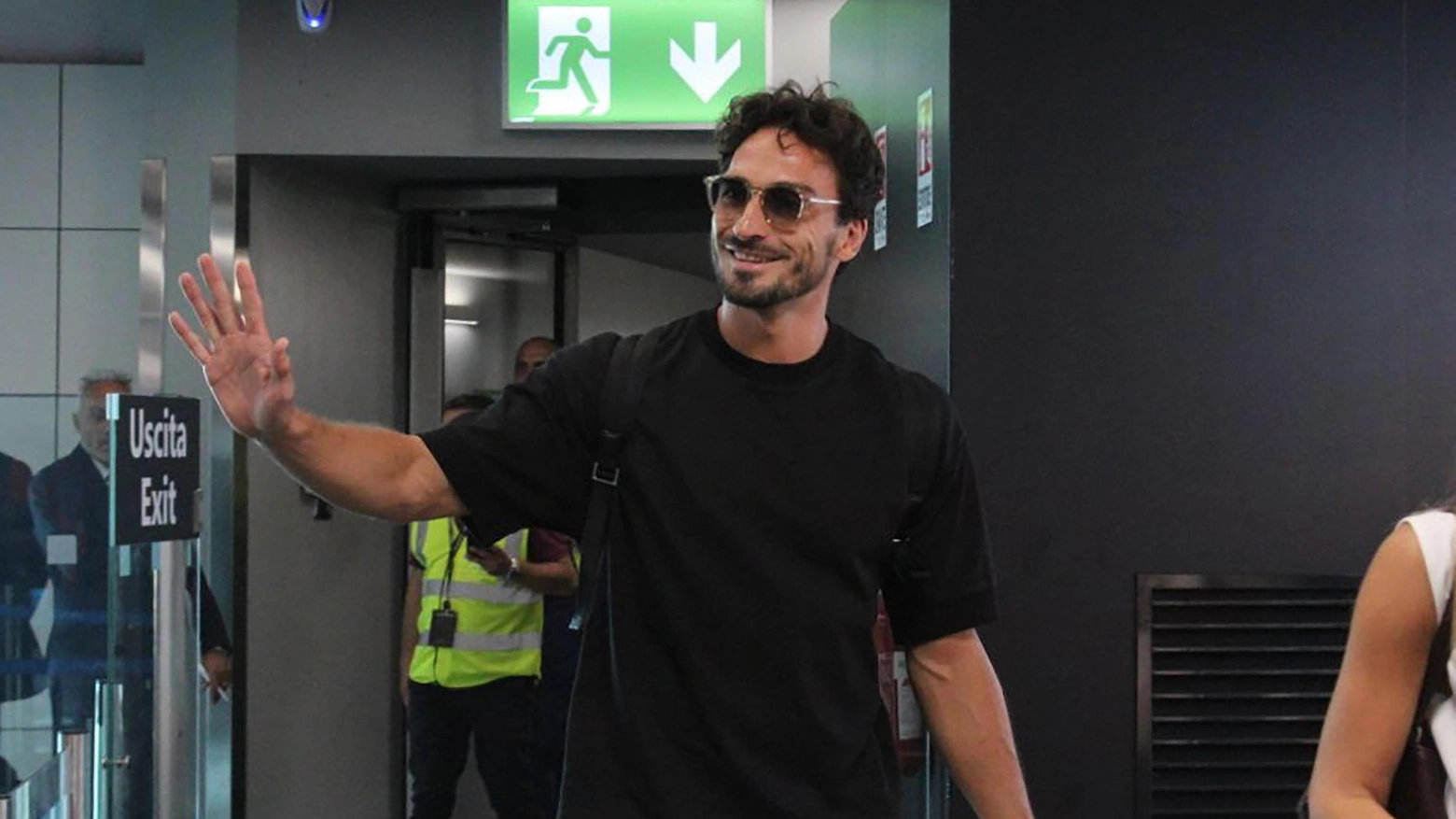 Mats Hummels all'aeroporto di Fiumicino