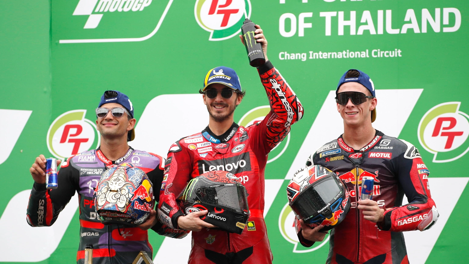 Il podio del MotoGp in Thailandia