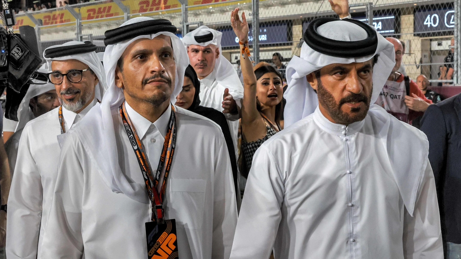 A destra, il presidente della Fia Mohammed Ben Sulayem