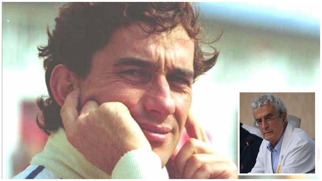 Ayrton Senna e, nella foto piccola, Giovanni Gordini dell’Ausl di Bologna, il medico che lo soccorse