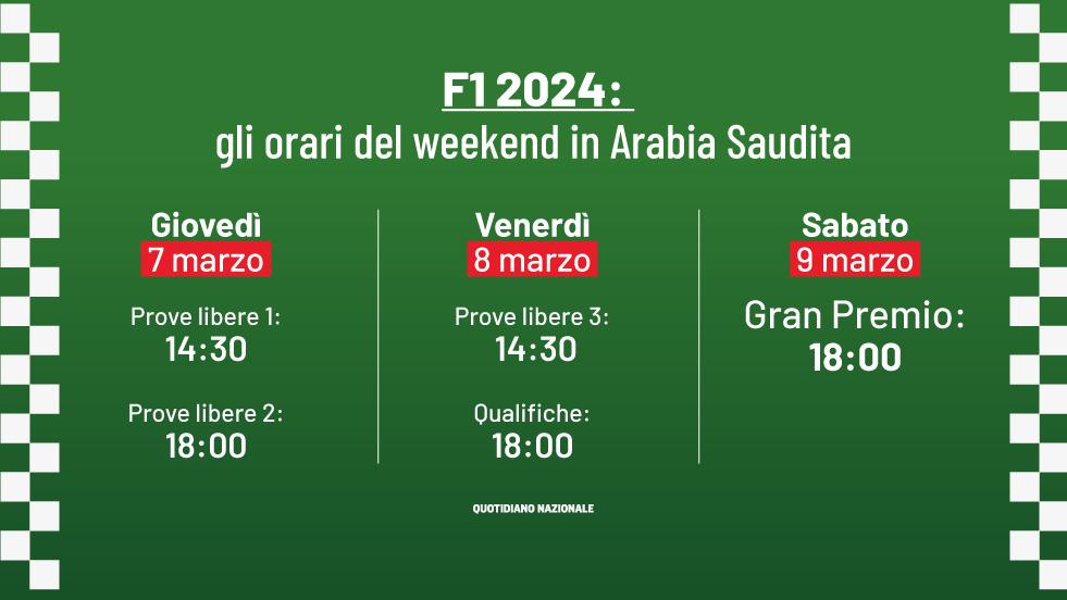 F1, gli orari del Gp Arabia Saudita 2024 Sky e Tv8. Programma