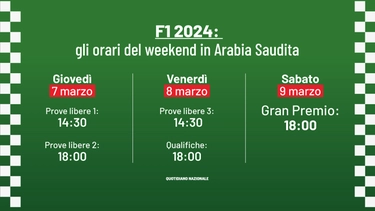 F1, gli orari del Gp Arabia Saudita 2024: Sky e Tv8. Programma stravolto per il Ramadan