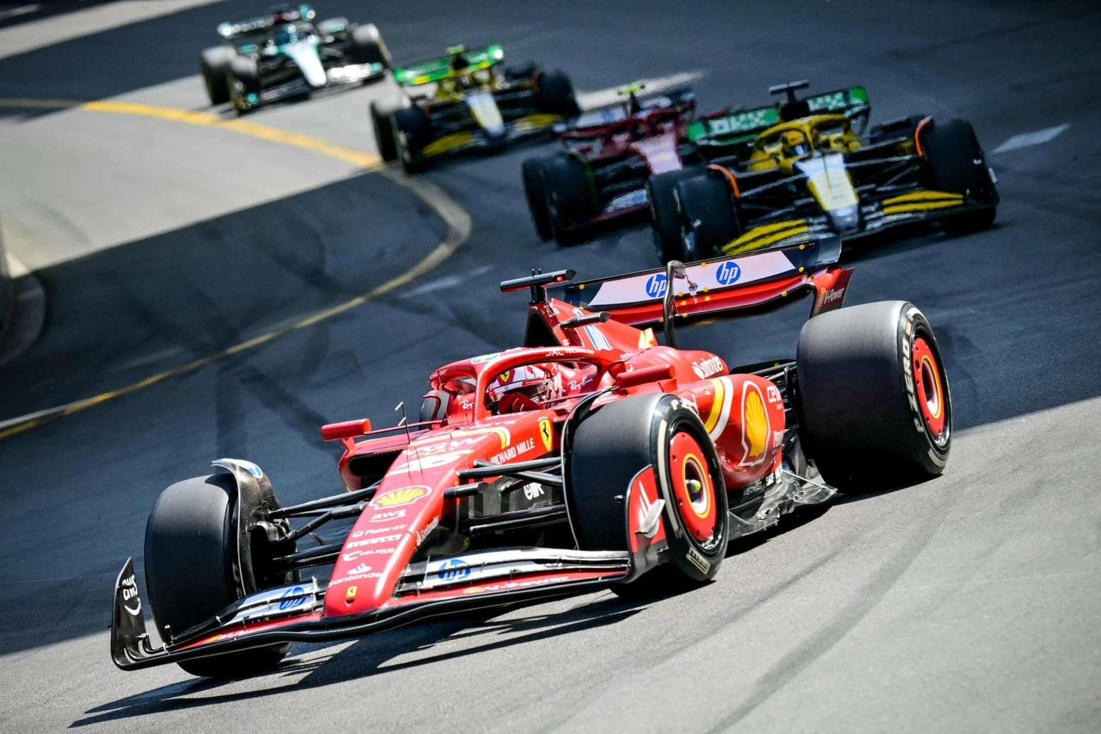 Charles Leclerc durante il Gp di Monaco di Formula 1  (Ansa)