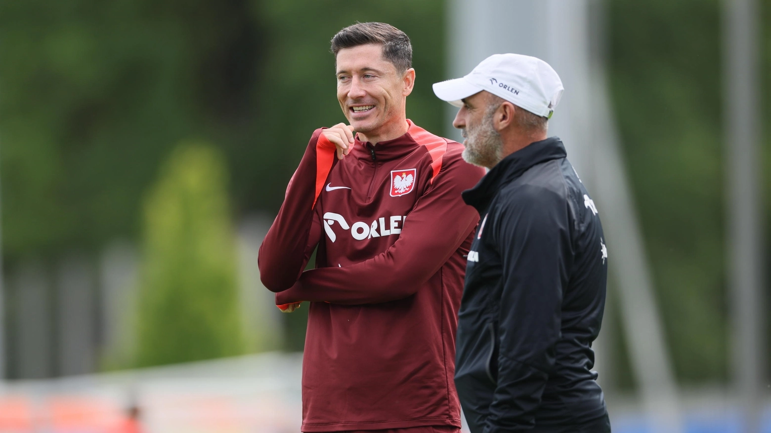 Robert Lewandowski (a sinistra) e il CT Michal Probierz (a destra)