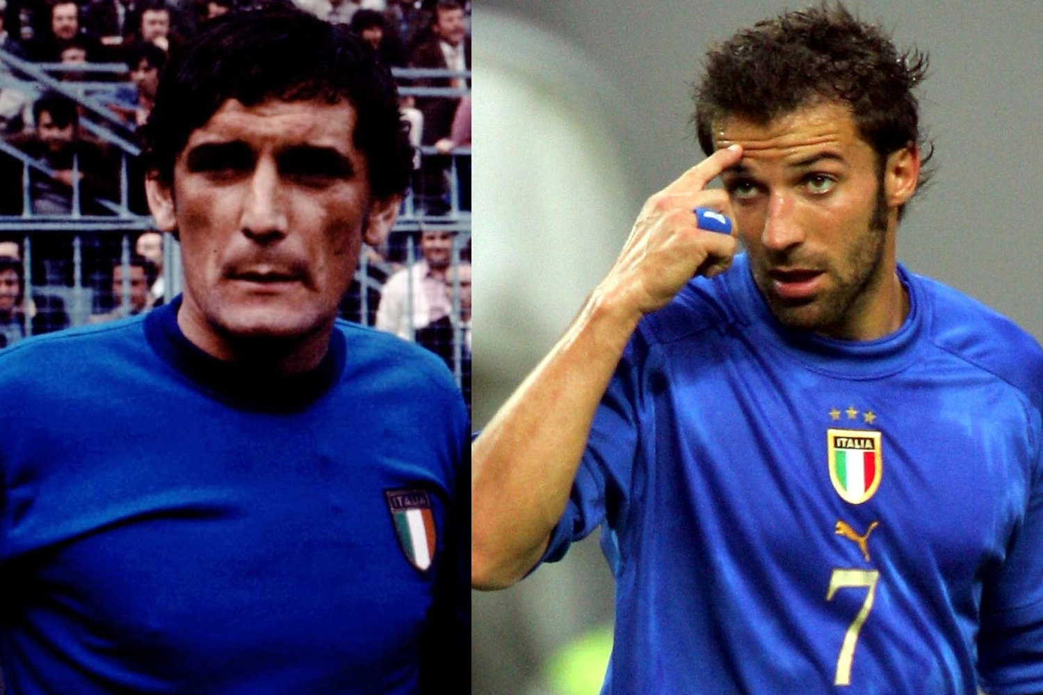 Gigi Riva e Alex Del Piero, leggende del calcio italiano